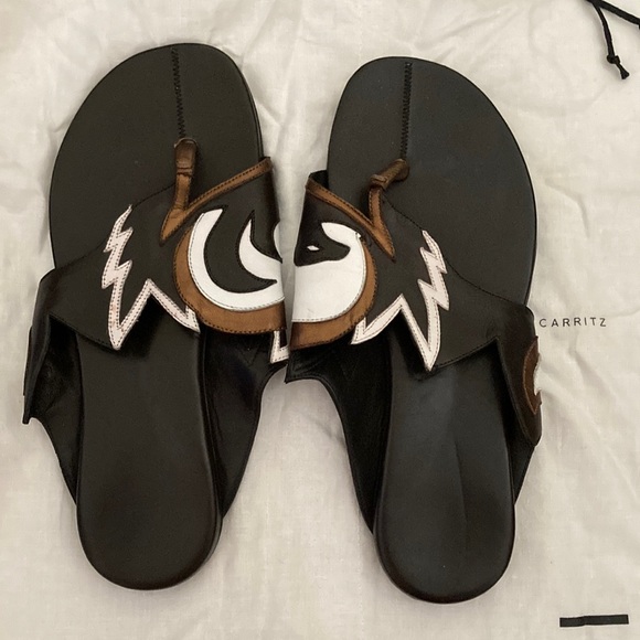 Carritz Brown White Sandals 6.0 - Picture 1 of 6